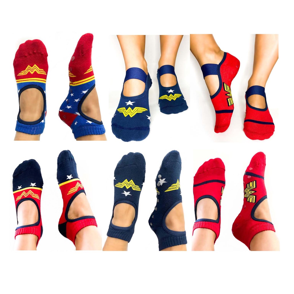 Meia Sapatilha Mulher Maravilha  Feminina Pilates Yoga Antiderrapante