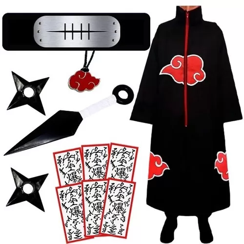 Kit Capa Akatsuki Manto P/ Fantasia Cosplay Otaku 
