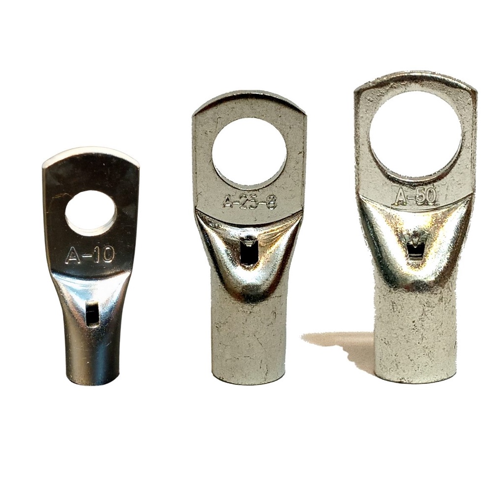 Kit 18x Ponteiras Tubular 10mm M5 25mm M6 50mm M10 – 6 Cada Terminal Olhal Compressão Cobre Estanhad