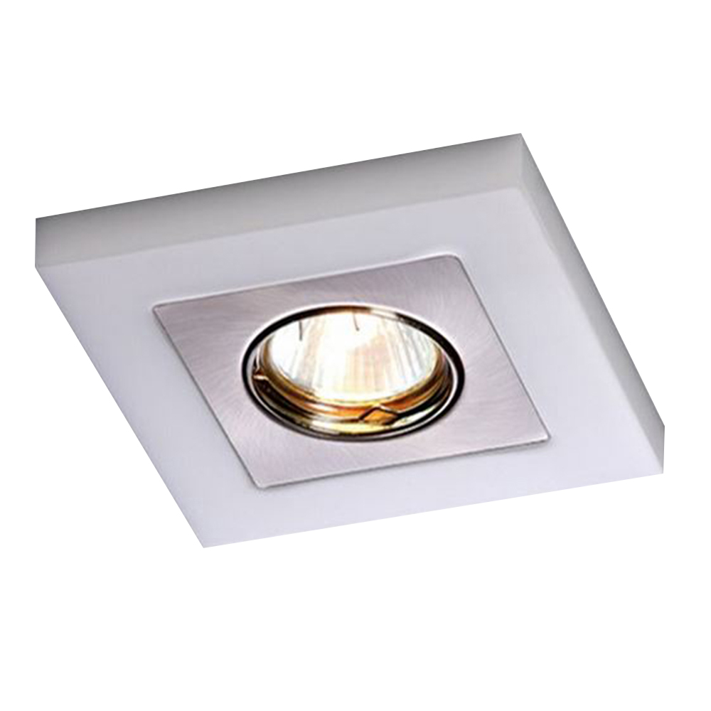 Embutido Dicroica Quad. Una Square Branco e Escovado  – Bella Itália – EM701B/E