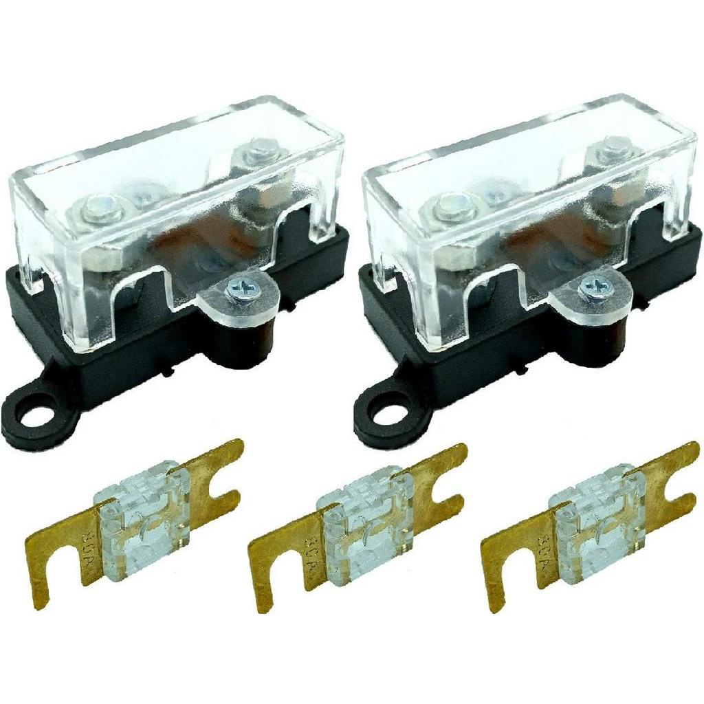 Kit 2 Porta Fusíveis Universal Acrílico Midi e 3 Fusível 80A