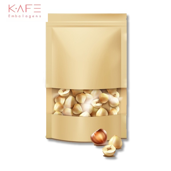 Saco de Papel com Visor Stand Up Pouch Zip 10x15cm