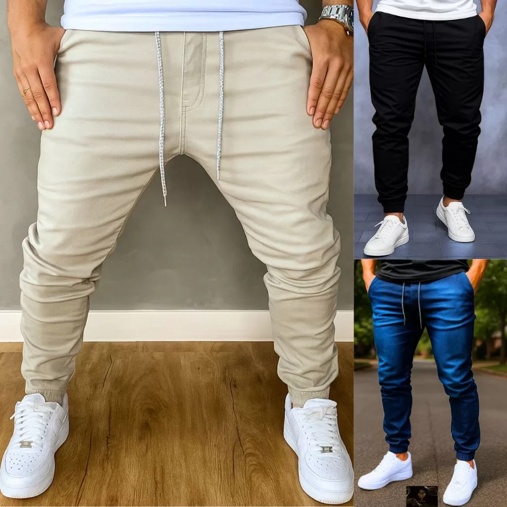 Calças Sport masculinas Jogger camuflada Preto e Branco NJ