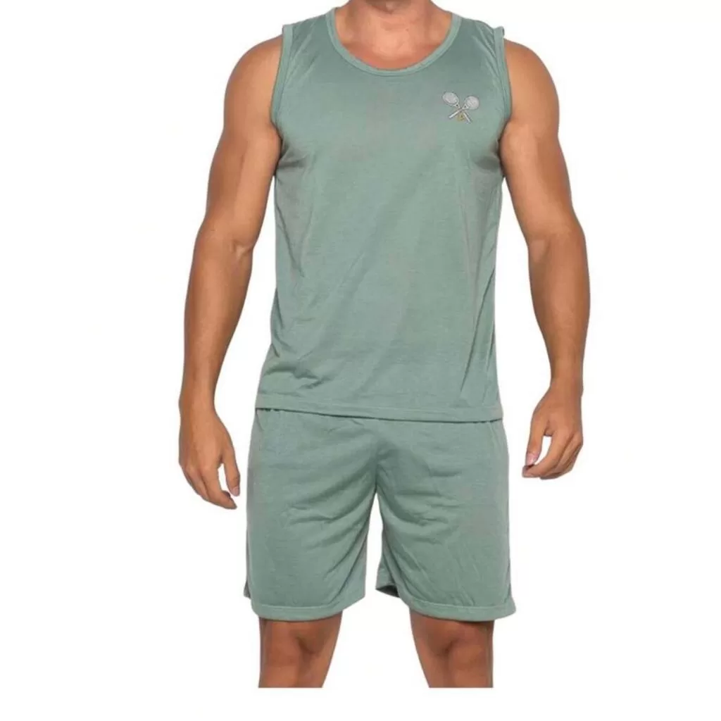 Pijama Homem camiseta com short curto Regata roupa masculina adulto