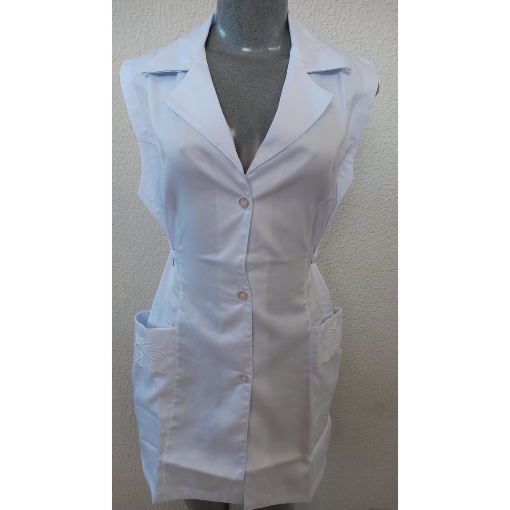 Jaleco Feminino Branco Bordado Tecido Microfibra ref : 977  – ÓTIMA QUALIDADE