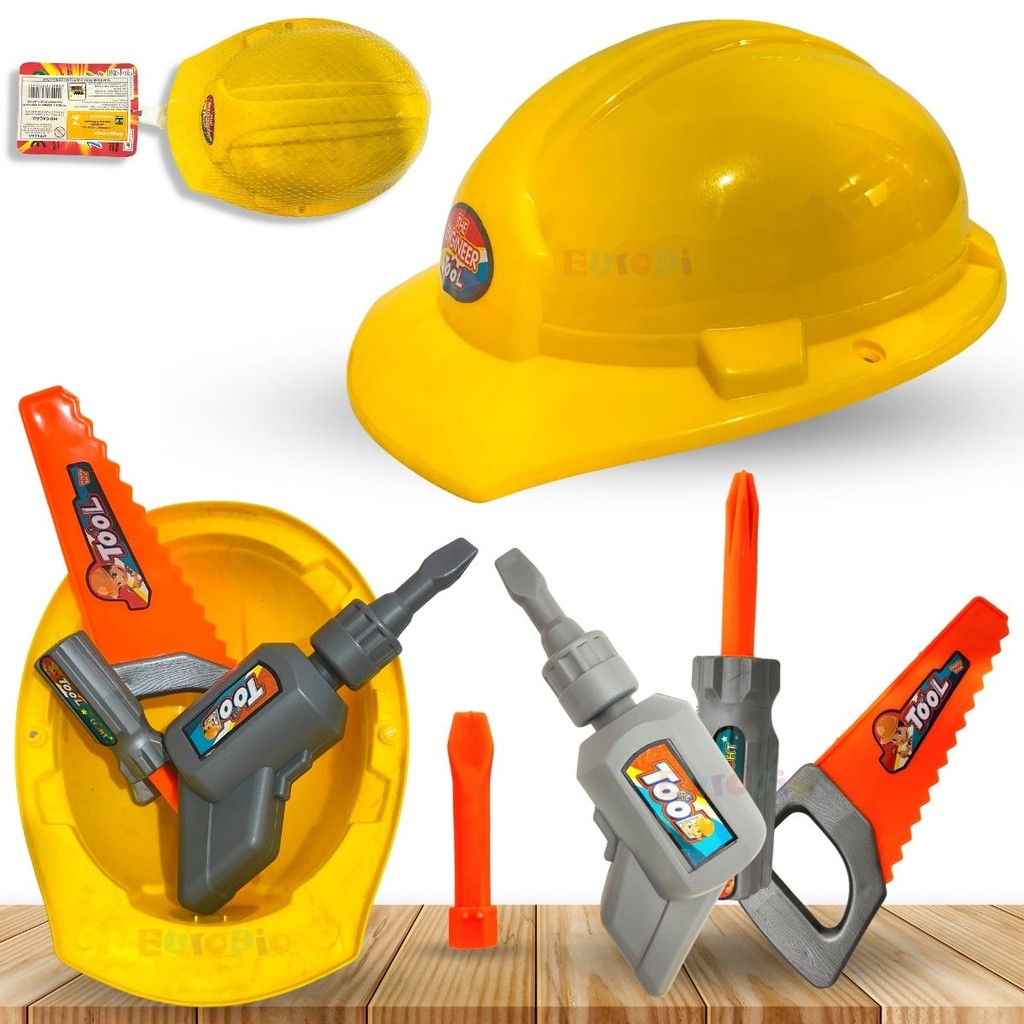 Kit Ferramentas Infantil Engenheiro Com Capacete Brinquedo