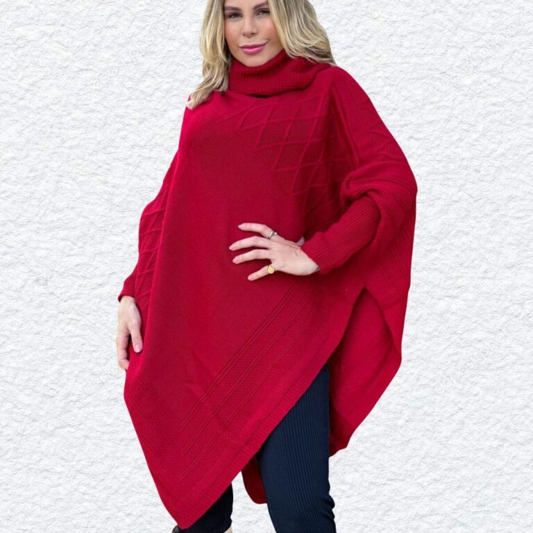 Poncho Kimono Blusa Tricot Feminino Inverno –