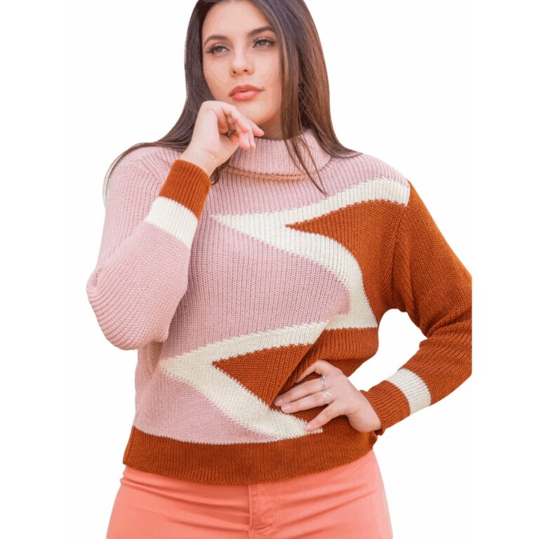 Casaco Fechado Suéter de Frio Feminino Trico Gros