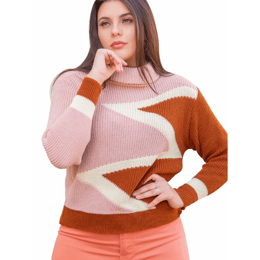Casaco Fechado Suéter de Frio Feminino Trico Grosso Lindo Lançamento