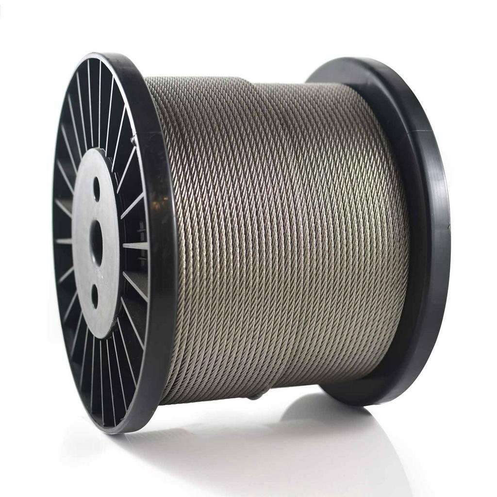 Cabo De Aço 500 metros  Alma Fibra Galvanizado Trançado 2,4 Mm 3/32 6 X 7