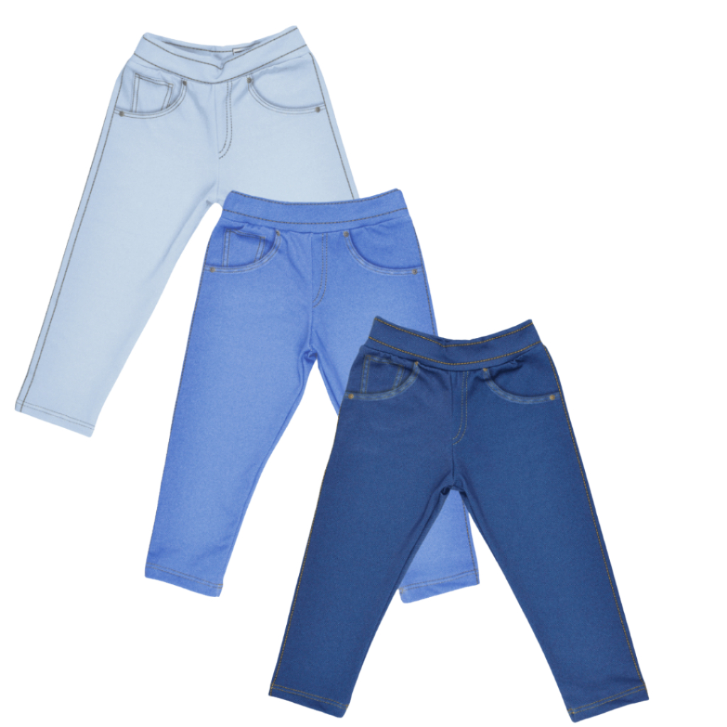 Kit 3 Calças Fake Jeans Sem Elástico Para Bebês E Infantil Proteção Solar 50+ MiniBoo