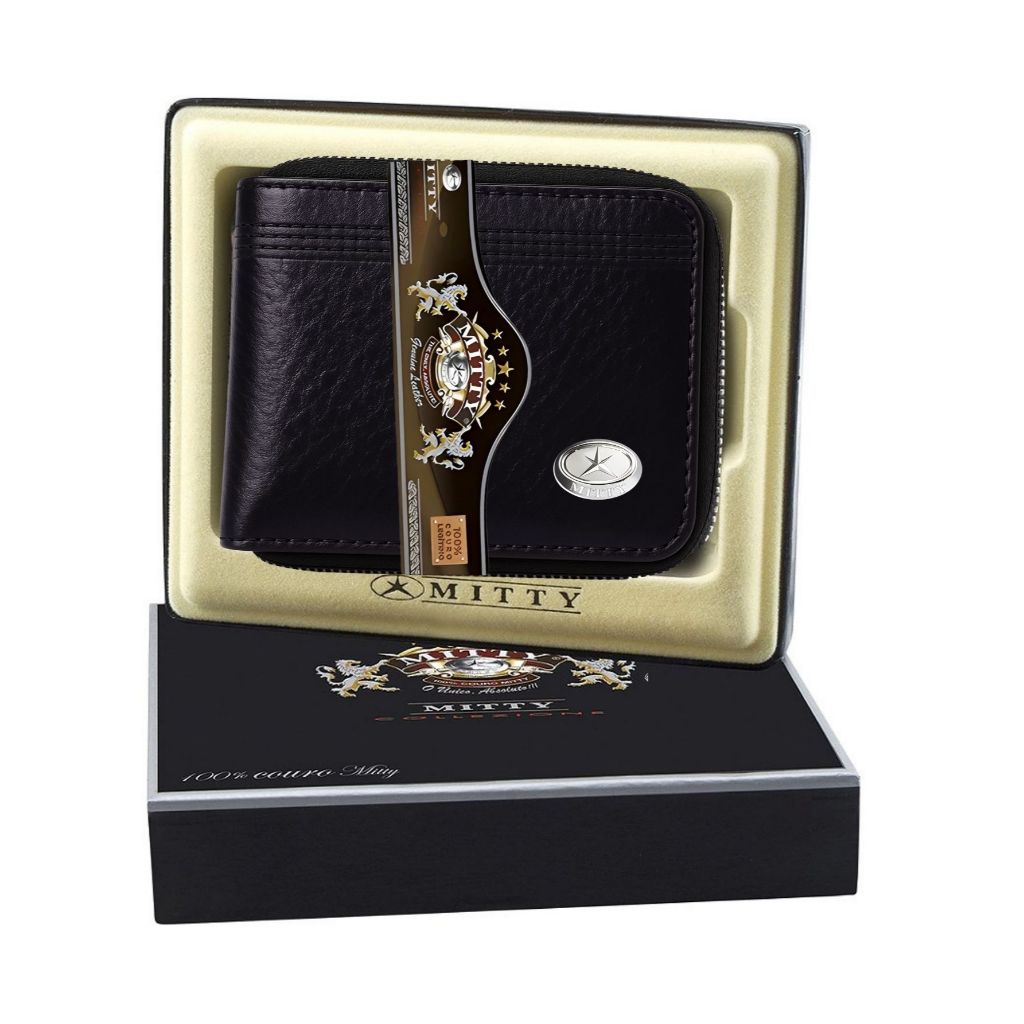 Carteira Masculina Preta Couro com Ziper 100% Couro Legitimo  Mitty M1z