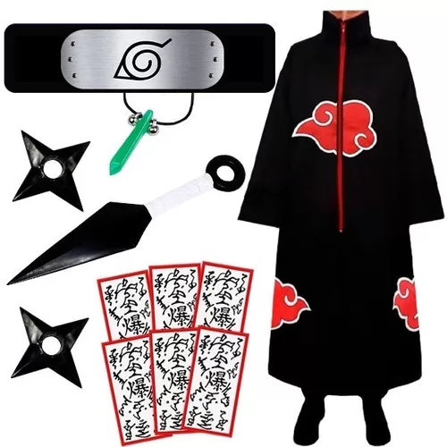 Capa Manto Akatsuki Fantasia P/ Cosplay Colar Naru
