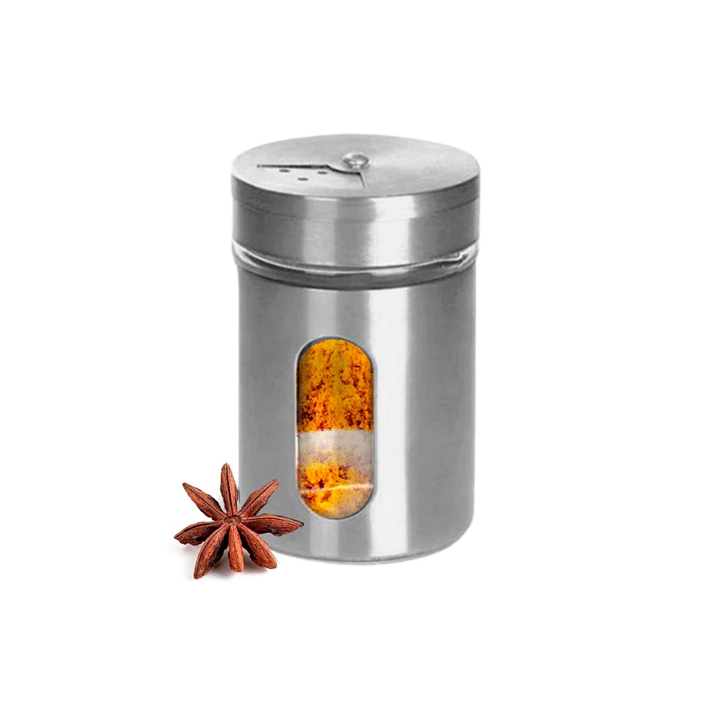 Porta Condimento – Tempero – Saleiro – Pimenta –  Em Vidro e Inox – Dolce Home