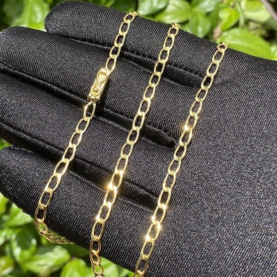 Corrente Masculina De Ouro Grumet Aberta 4mm 70cm 