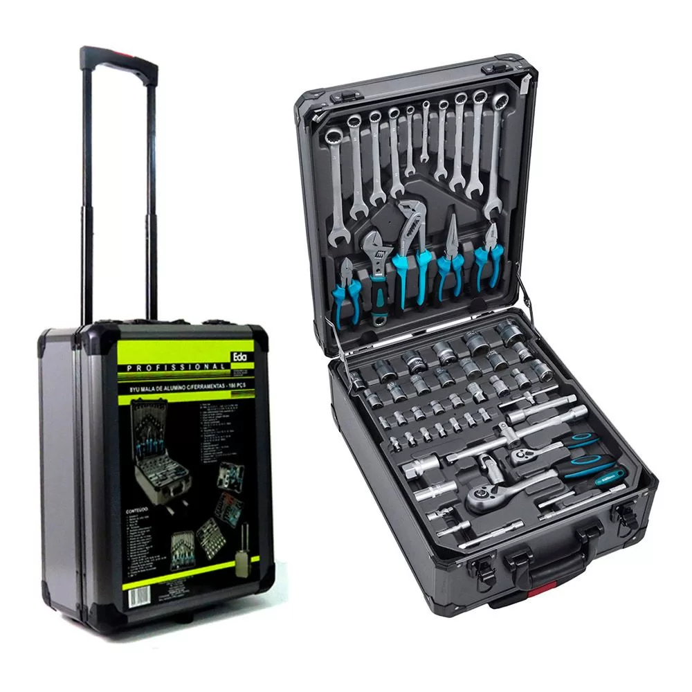 Jogo Kit Ferramentas Caixa Maleta Completa 186 Peças Presente Pai Hobby Eda 8YU Profissional