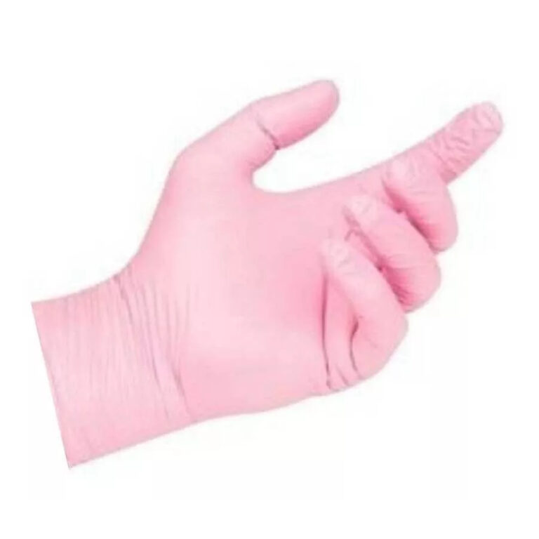 Luva Nitrílica Rosa Descartável Sem Pó – 