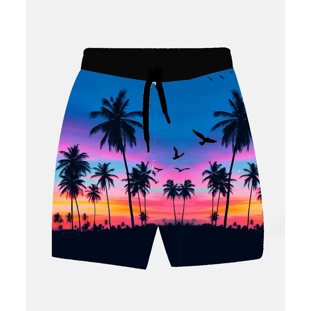 Bermuda Masculina de Moletom Estampada por Sublimação Paisagem Coqueiros A03