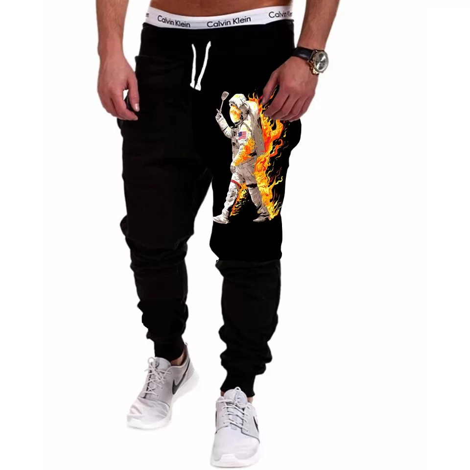 Calça Masculina de Moletom Estampada por Sublimação Astronauta Pegando Fogo A161