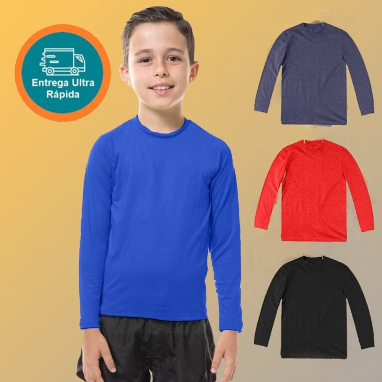 Kit com 3 Camisetas Infantil Com Proteção Solar 