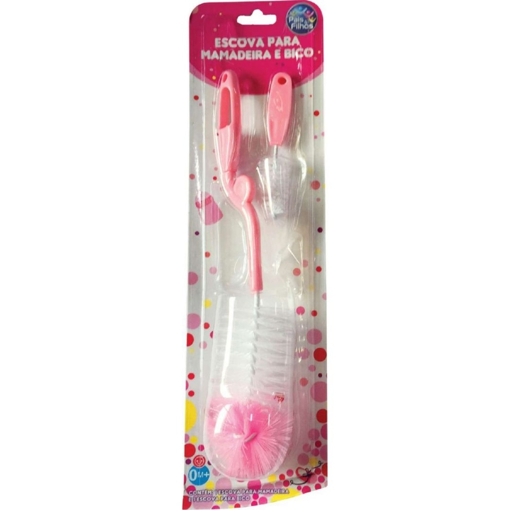 Acessorio Para Mamadeira Escova P/Mamadeira E Bico Rosa Pais E Filhos Blister