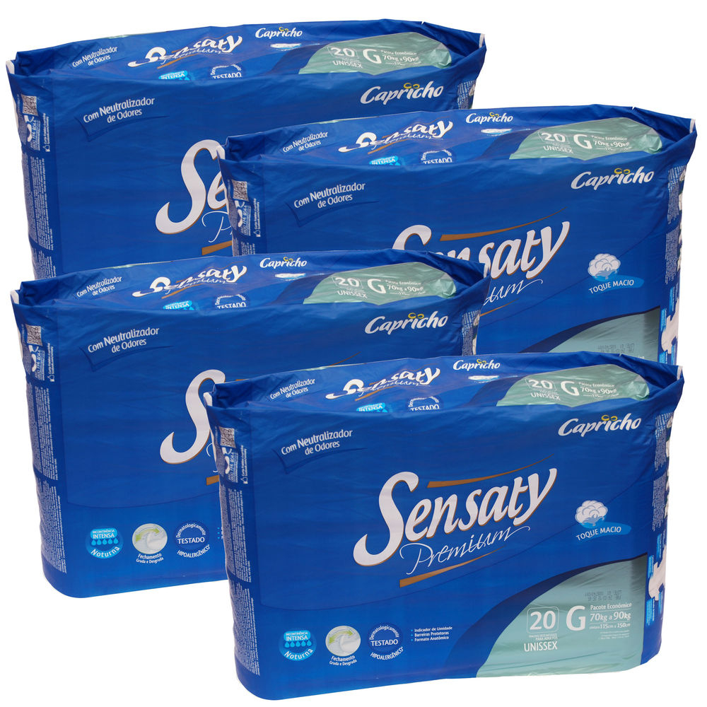 KIT 4 FRALDA GERIATRICA SENSATY G / 20 – 80 un