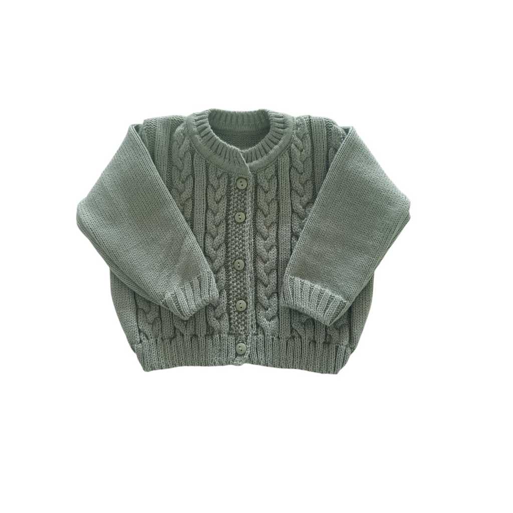 Casaco Cardigan para Bebê Blusa com botão de Tricô Infantil