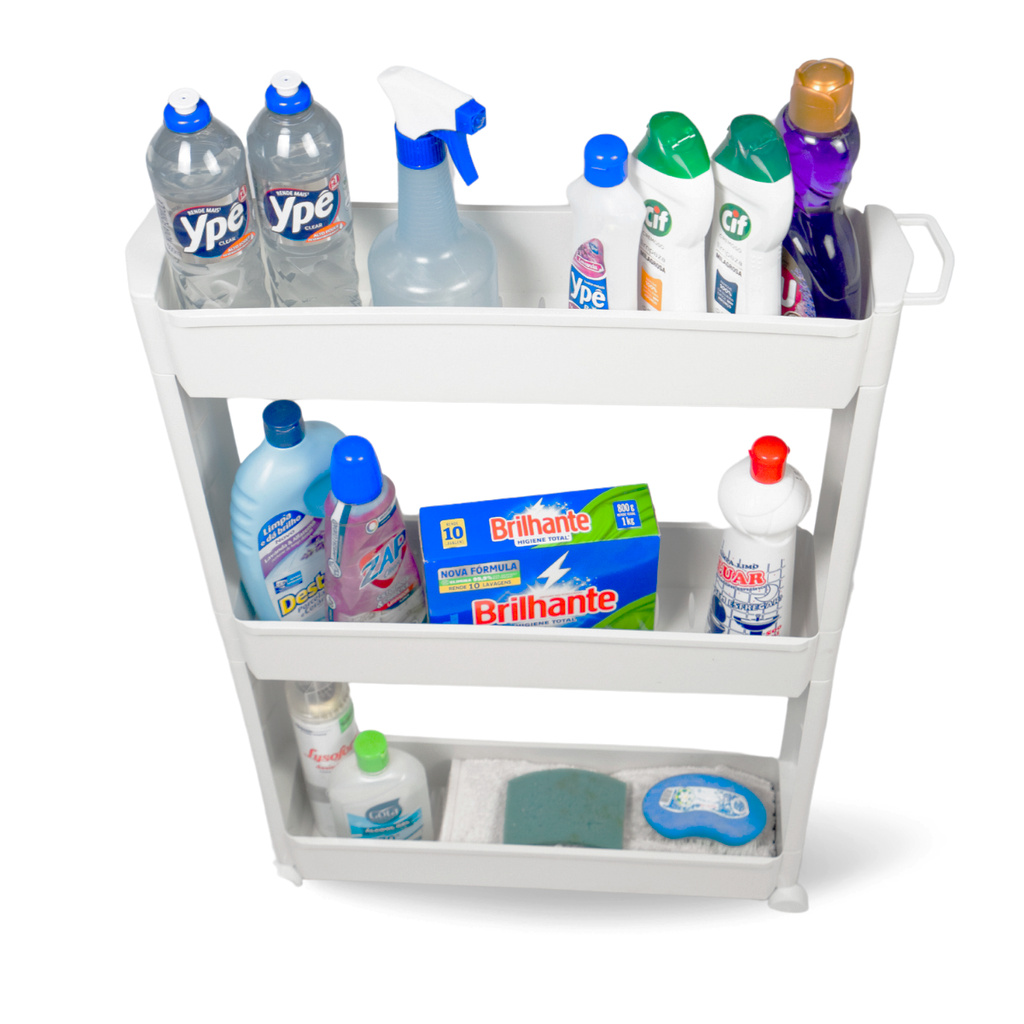 Armário Multiuso Com Rodinhas Organizador De Cozinha E Lavanderia Prateleira