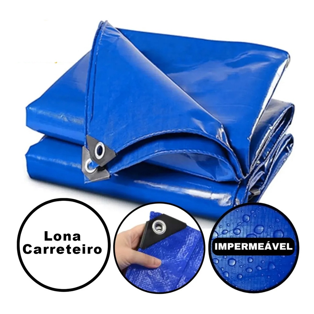 Lona Plastica Carreteiro Reforçada Encerado 2×2 ; 3×2 ; 3×3 ; 4×3 ; 4×4 ; 5×3 ; 5×4