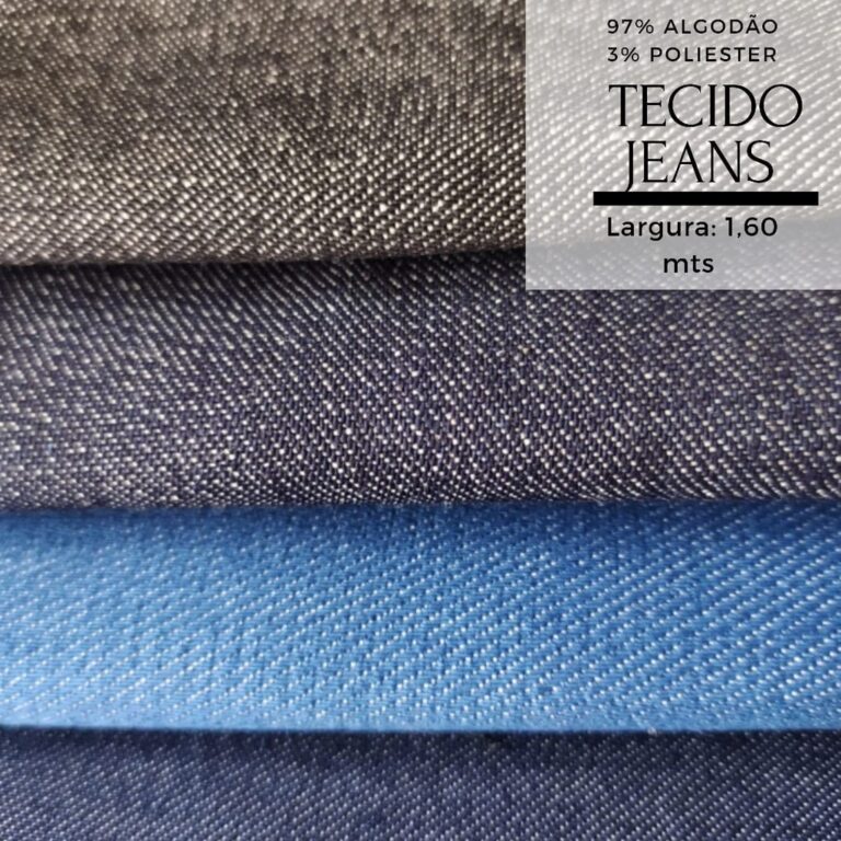 Tecido jeans 1 mt por 1,5 largura Tecido de alta