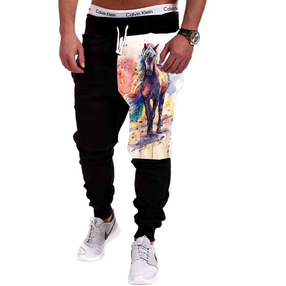 Calça Masculina de Moletom Estampada por Sublimação Cavalo Fundo Colorido A200