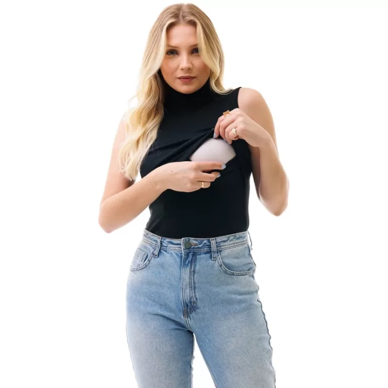 Blusa Gola Alta Sem Manga Amamentação Várias Co