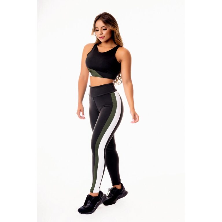 Conjunto Fitness Academia Calça Legging Cintura A