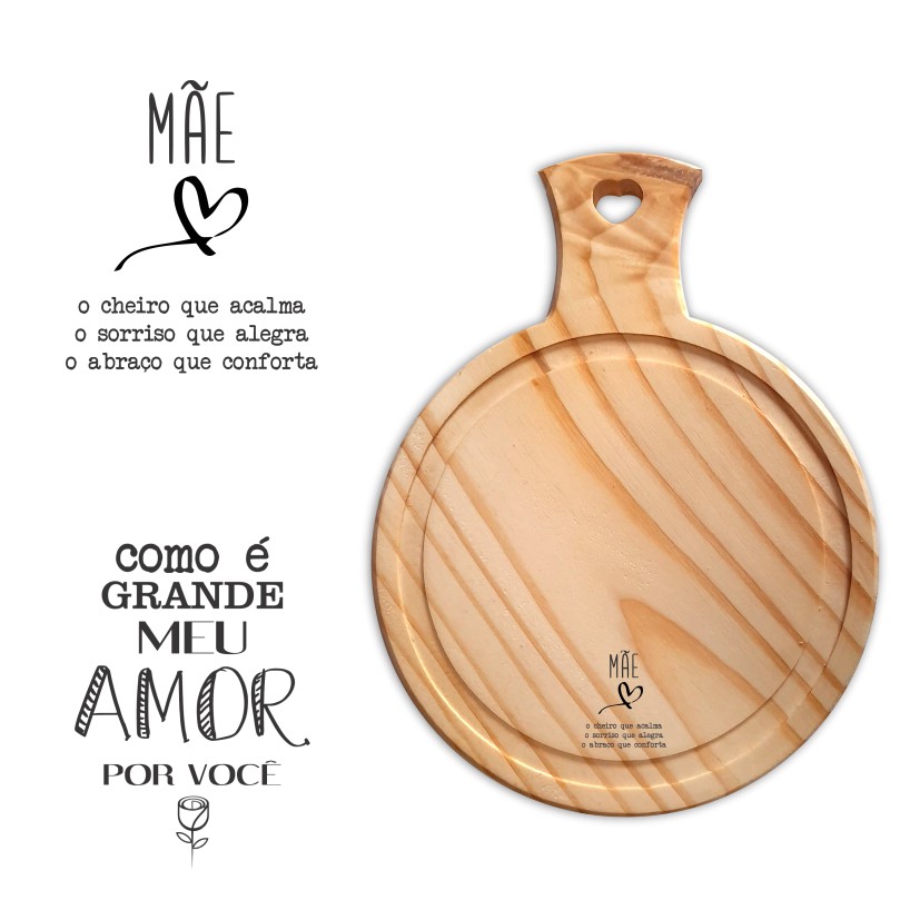 Tábua Pinus Personalizada Laser Mãe