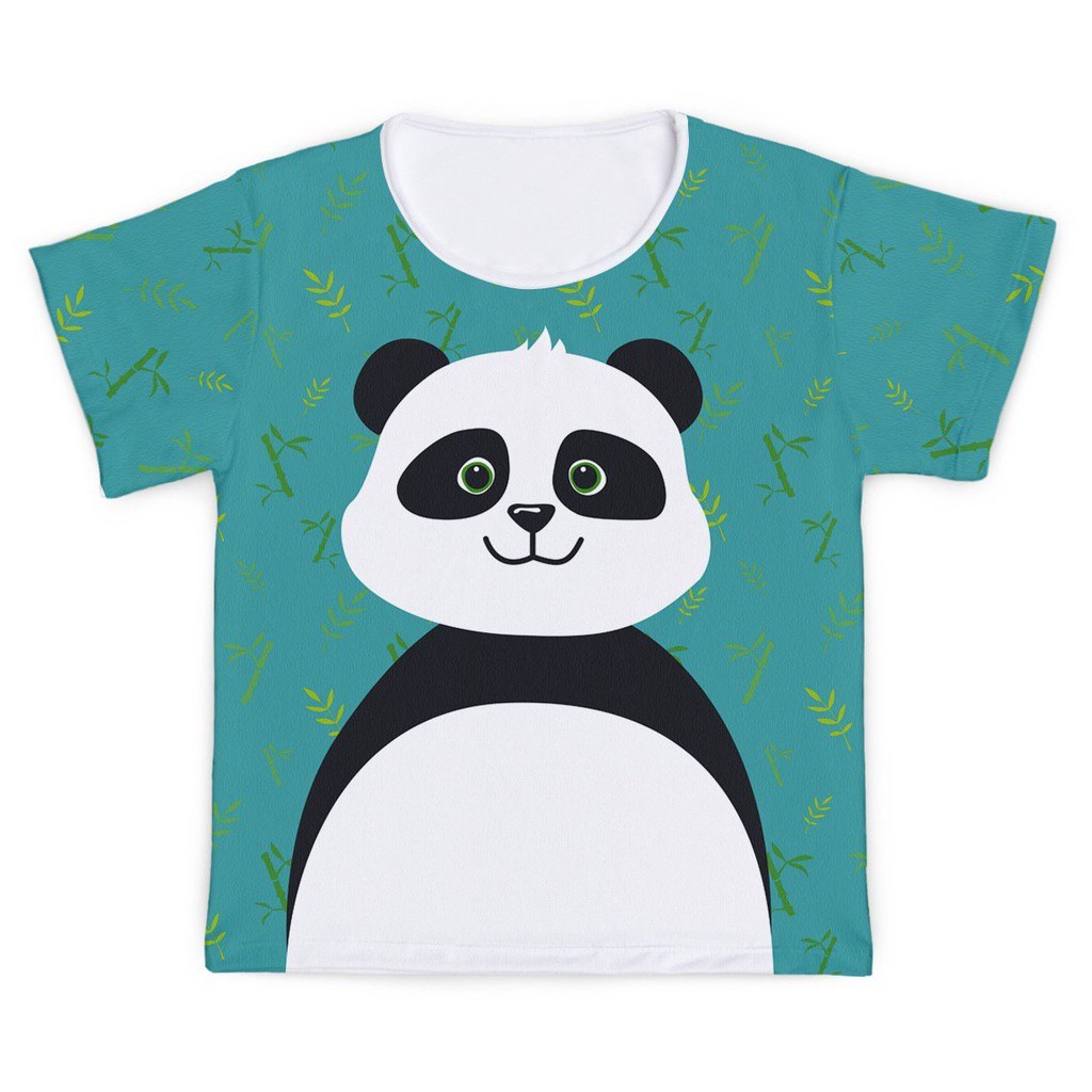 Camisa Masculina Manga Curta Infantil Menino Proteção Solar+50 Panda MiniBoo