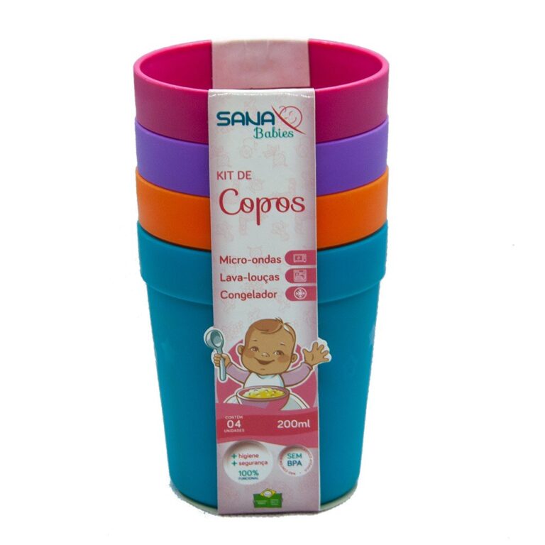 Kit 4 Copos Bebês 200ml Menina