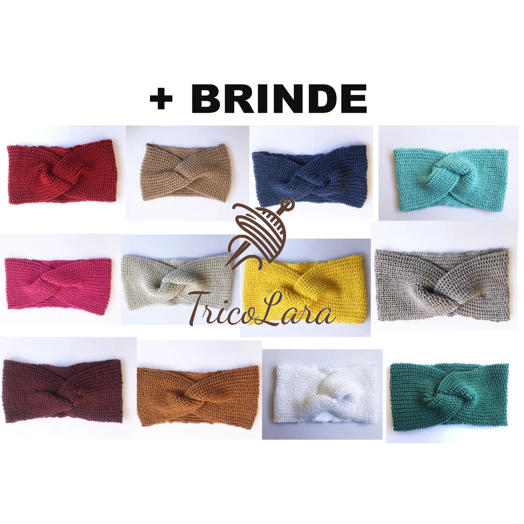 Faixa de Cabelo Turbante Adulto em Tricô Manual, headband twister
