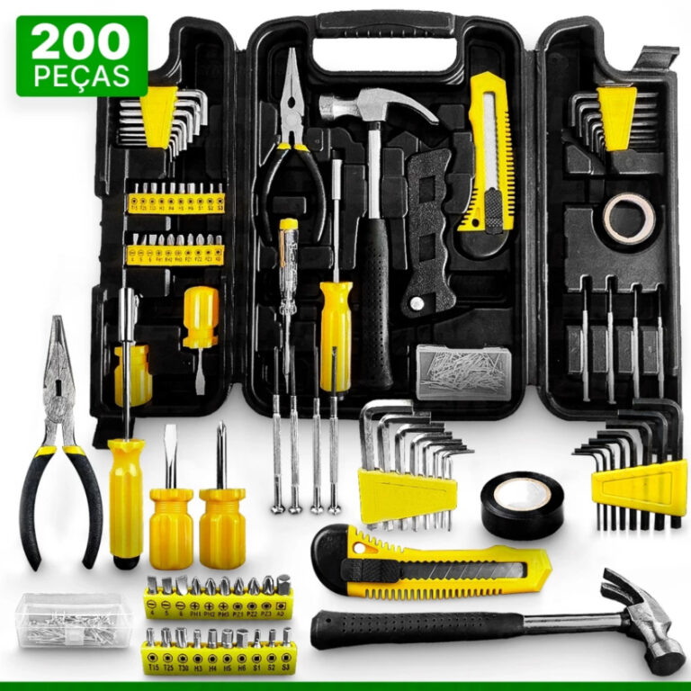 Kit Jogo De Ferramentas 200 Pcs C/Soquetes Chaves 