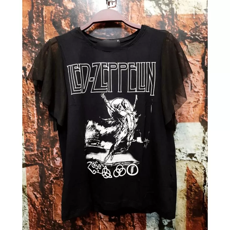 Blusa Led Zeppelin Manguinha Em Tule