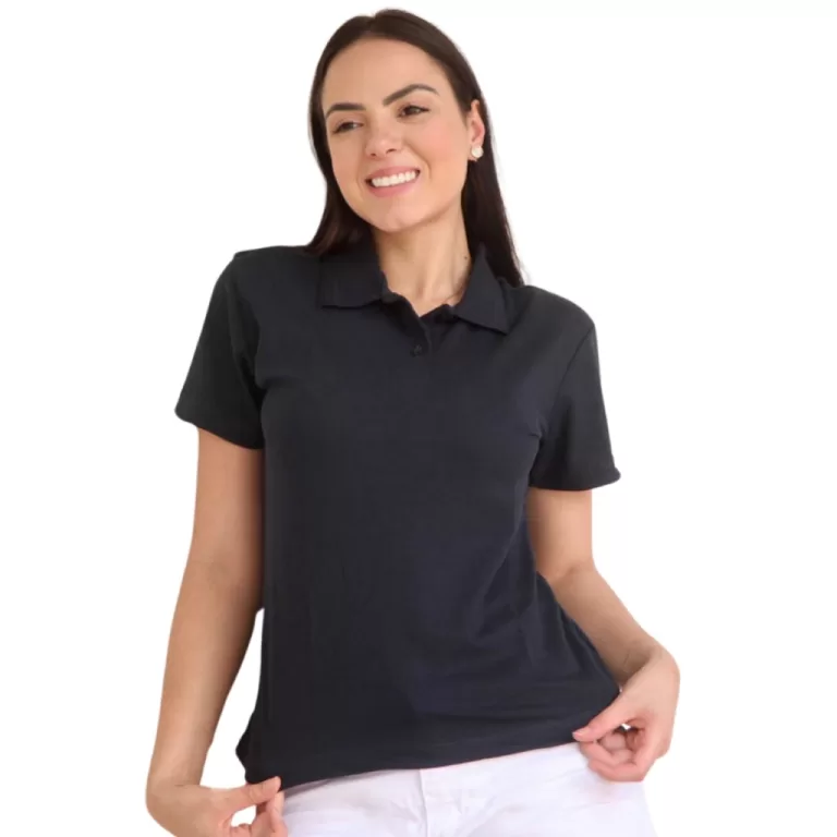 Camiseta Polo Piquet Feminina Branca Manga Curta B