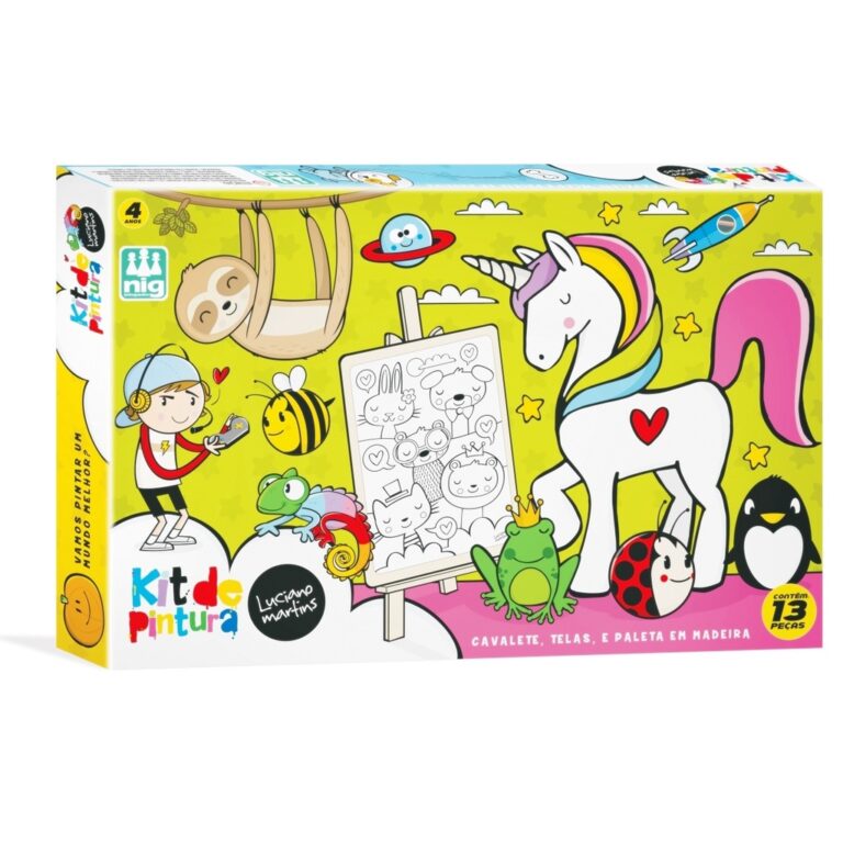 Kit De Pintura Infantil Com Cavalete Guache E 4 Te