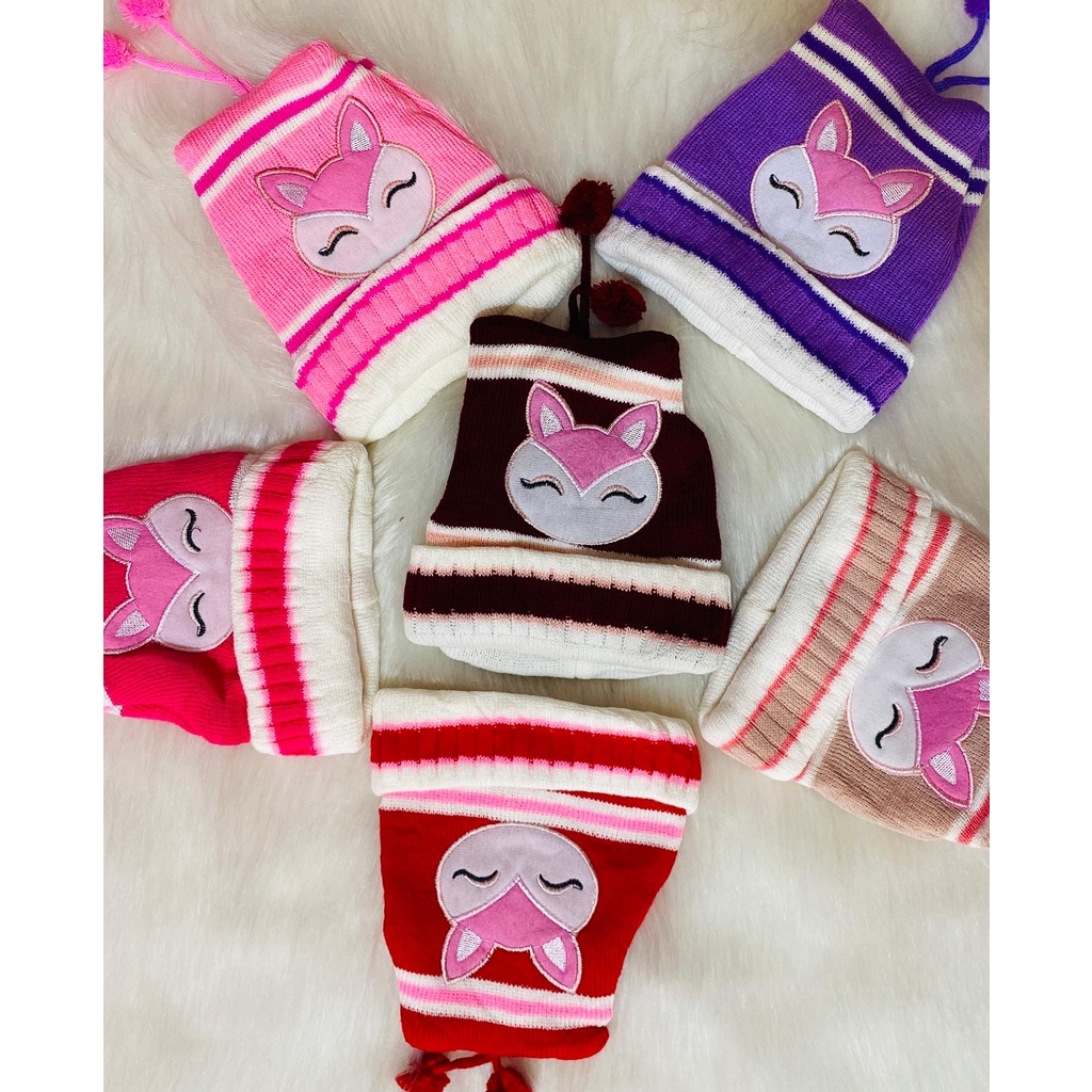 KIT 2 Peças Touca de Lã Infantil Com Pompom para Meninos e Meninas modelos e cores variadas TAM úni