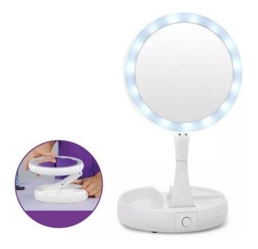 Espelho com Led De Mesa Com Aumento 10x Led luz Do