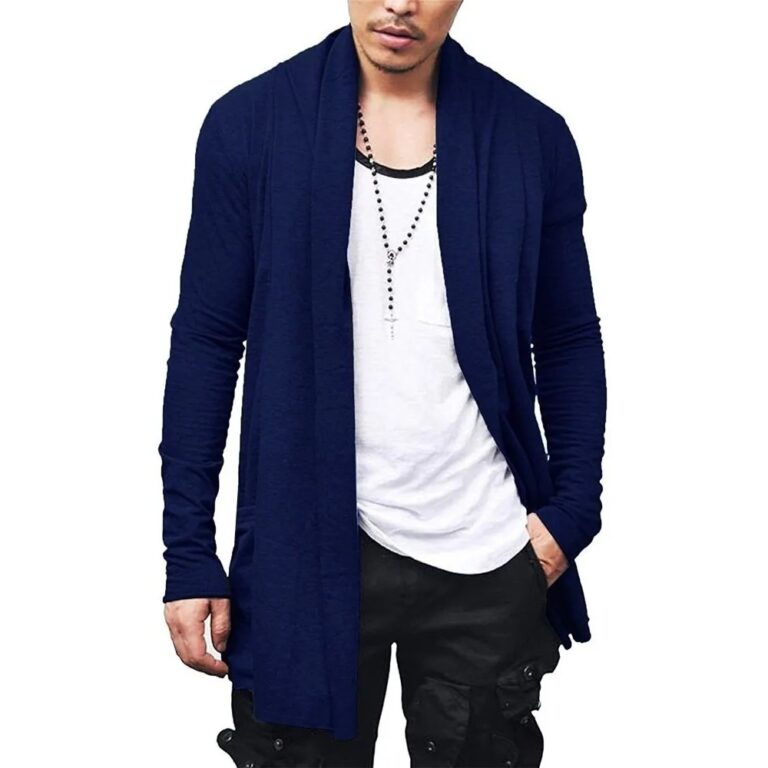 Blazer Cardigan Longo Masculino Casaco Estiloso Fa