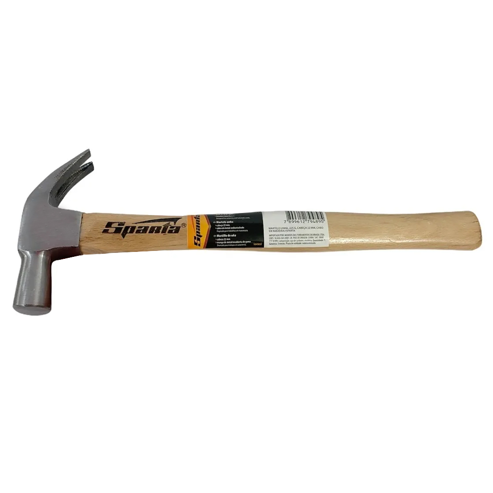 Martelo Unha de Aço Forjado 22MM Cabo Madeira 1041055 Sparta