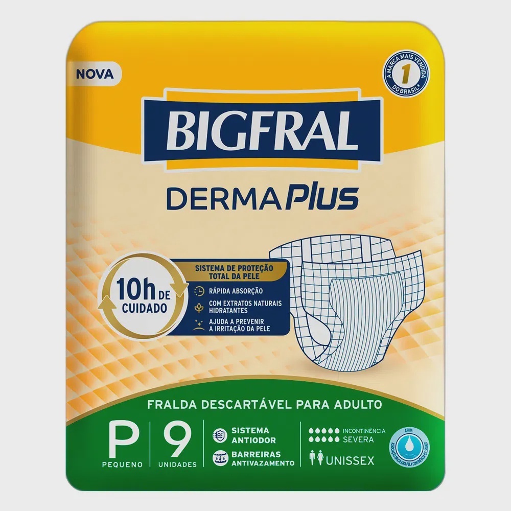 FRALDA GERIATRICA BIGFRAL DERMA PLUS P 9 UN