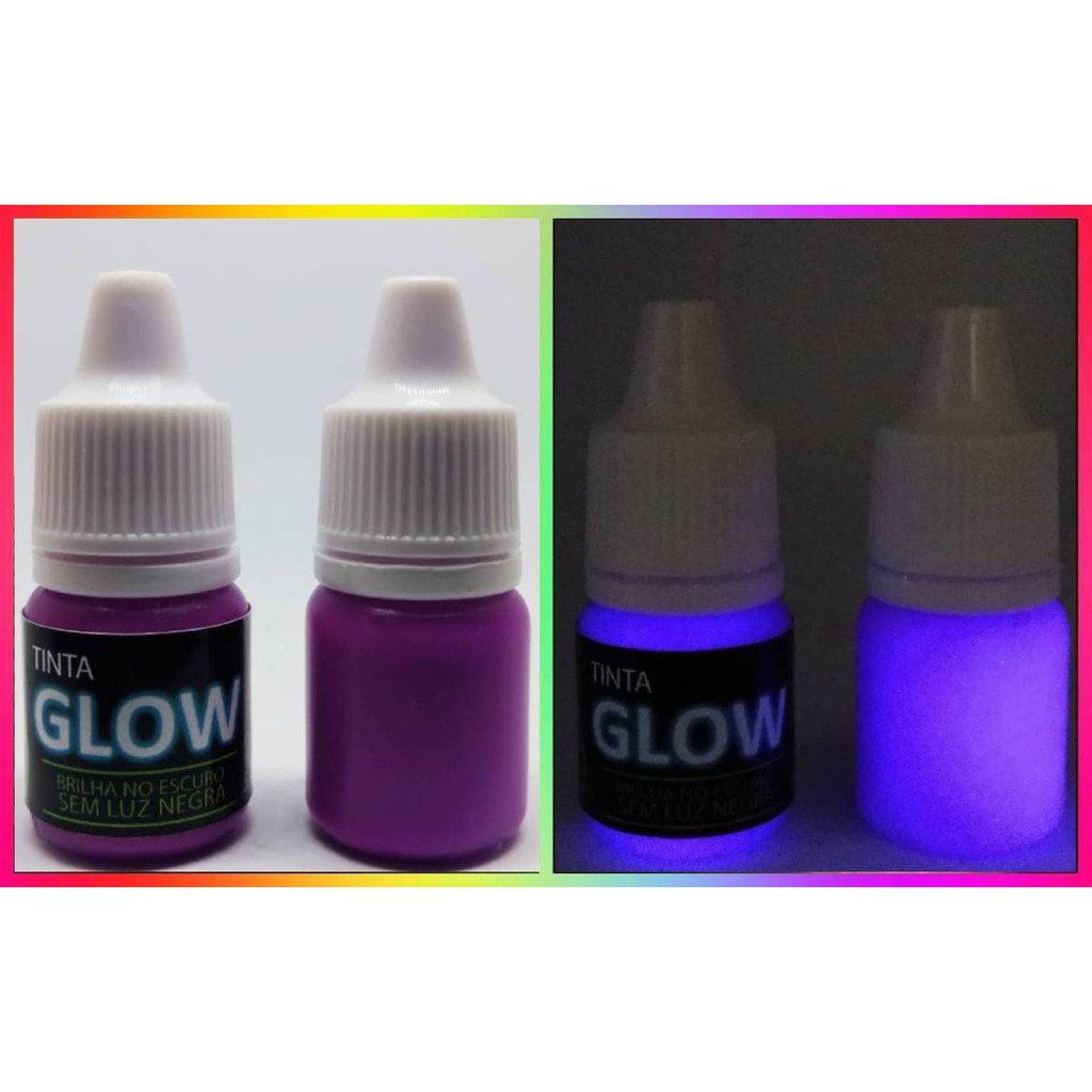 Tinta Glow Corion 5ml C/Aplicador Brilha No Escuro Sem Luz Negra Fosforescente (Roxo Neon)