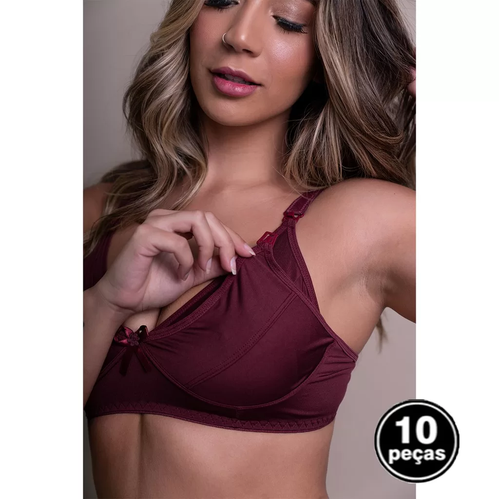 Promoção Kit 10 Sutiã Reforçado Amamentação Gestante Amamentar Lingerie Básico