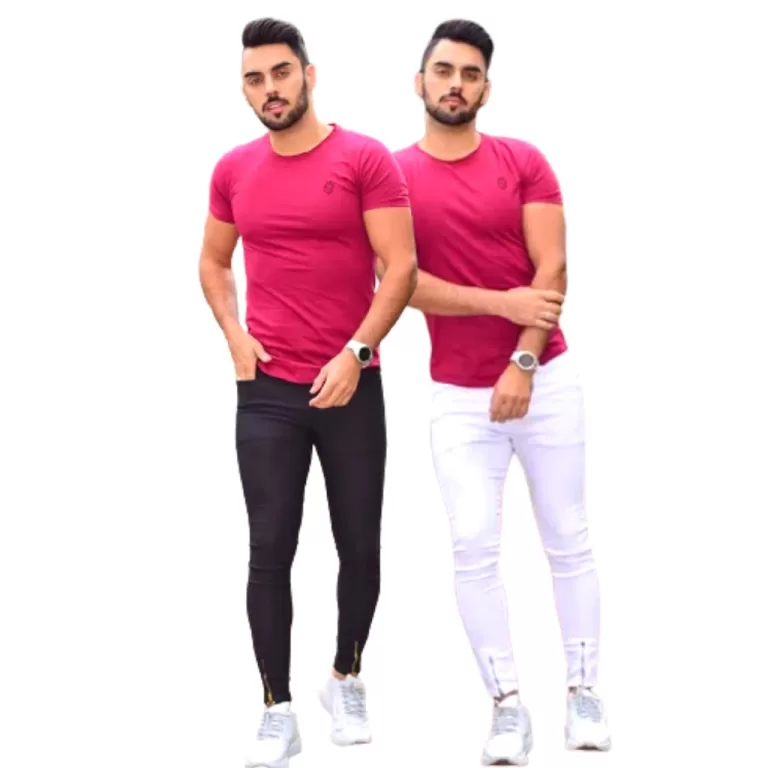 CALÇA MASCULINA SKINNY PRETA COM ZÍPER NA BARRA