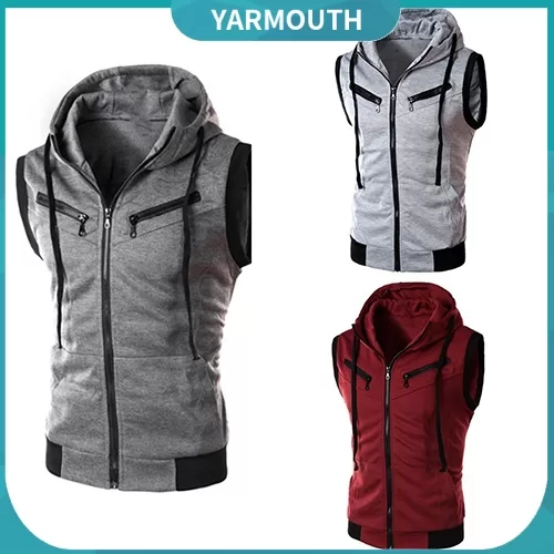 Yar_ Colete Masculino Com Capuz / Zíper / Slim / 